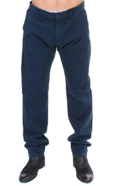 GF Ferre Blue Stretch Straight Fit Pants Chinos -   -  GF Ferre.